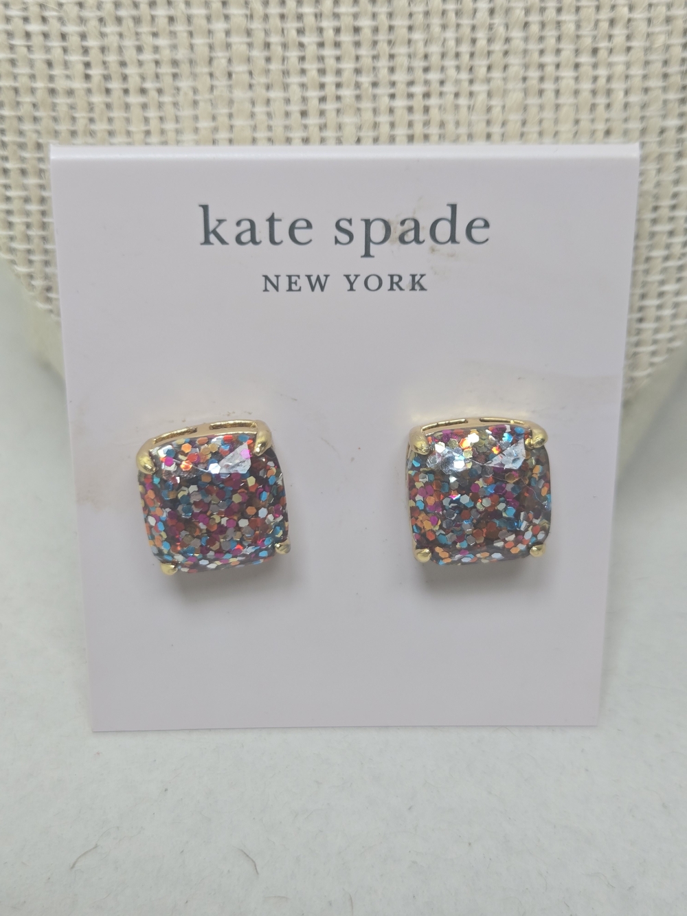 kate spade Multicolor Glitter Square Stud Earrings